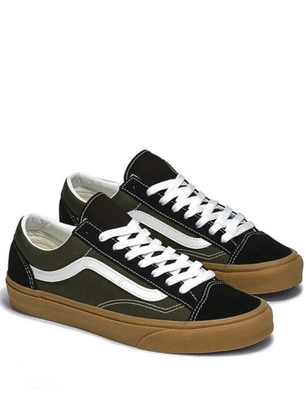 NIB Vans Vintage Old Skool Lowtop Black / Olive Gum Style 36 Retro Sneakers